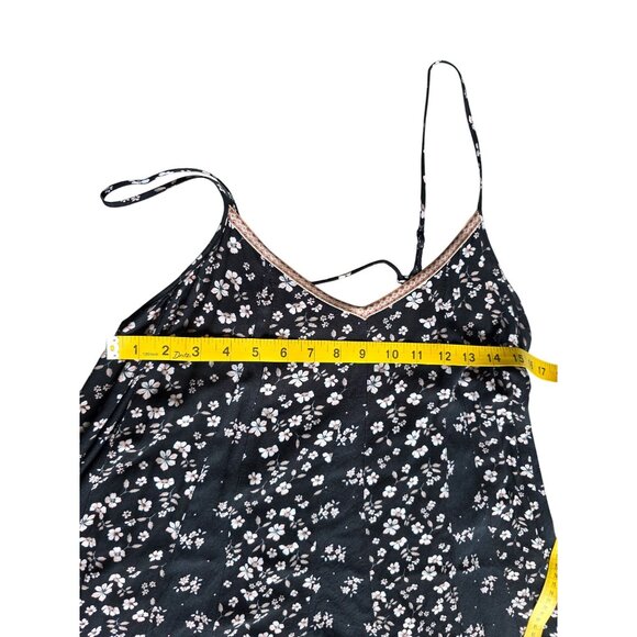 Black Floral Spaghetti Strap Mini Dress With Lace Trim L - Picture 5 of 5